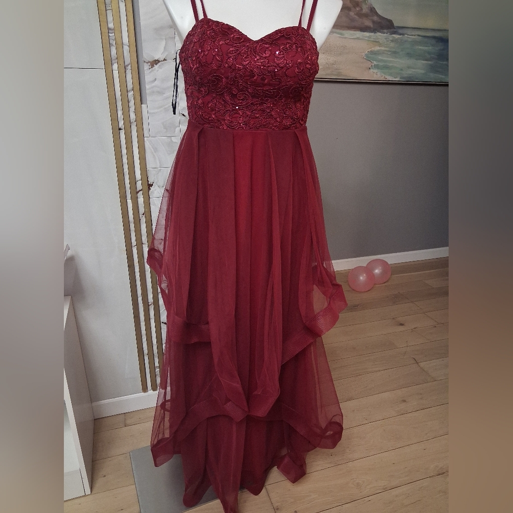 Speechless Burgundy Layered Dress
